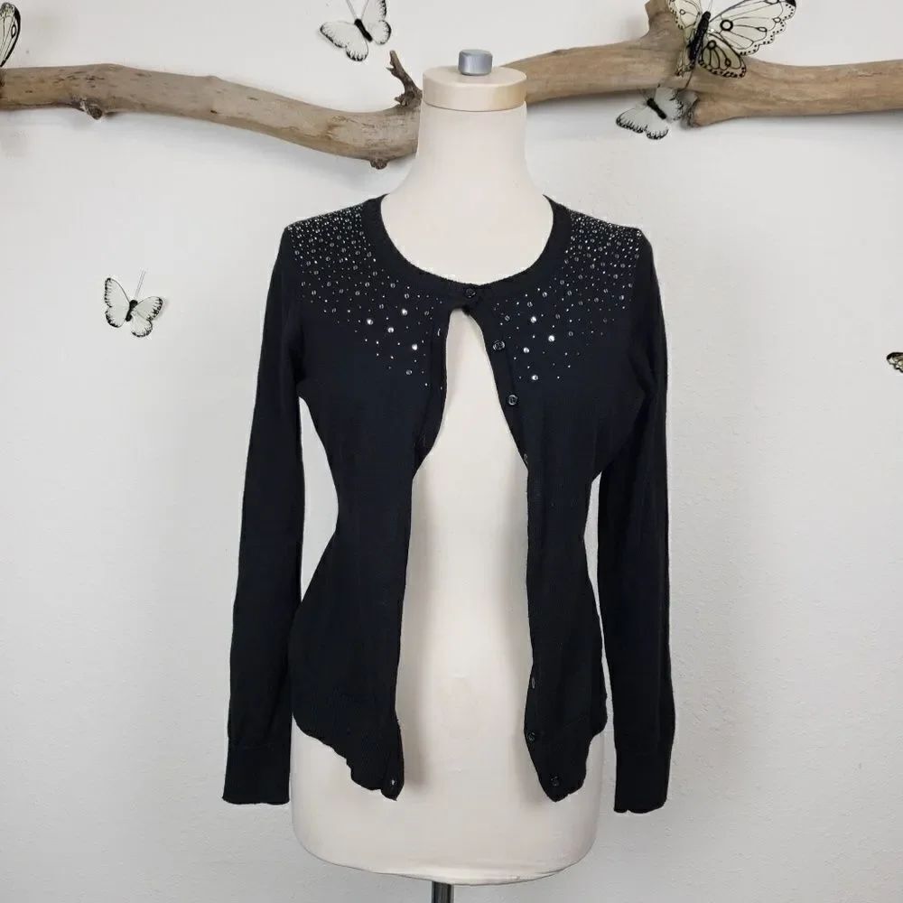 Central park west black sequined cardigan